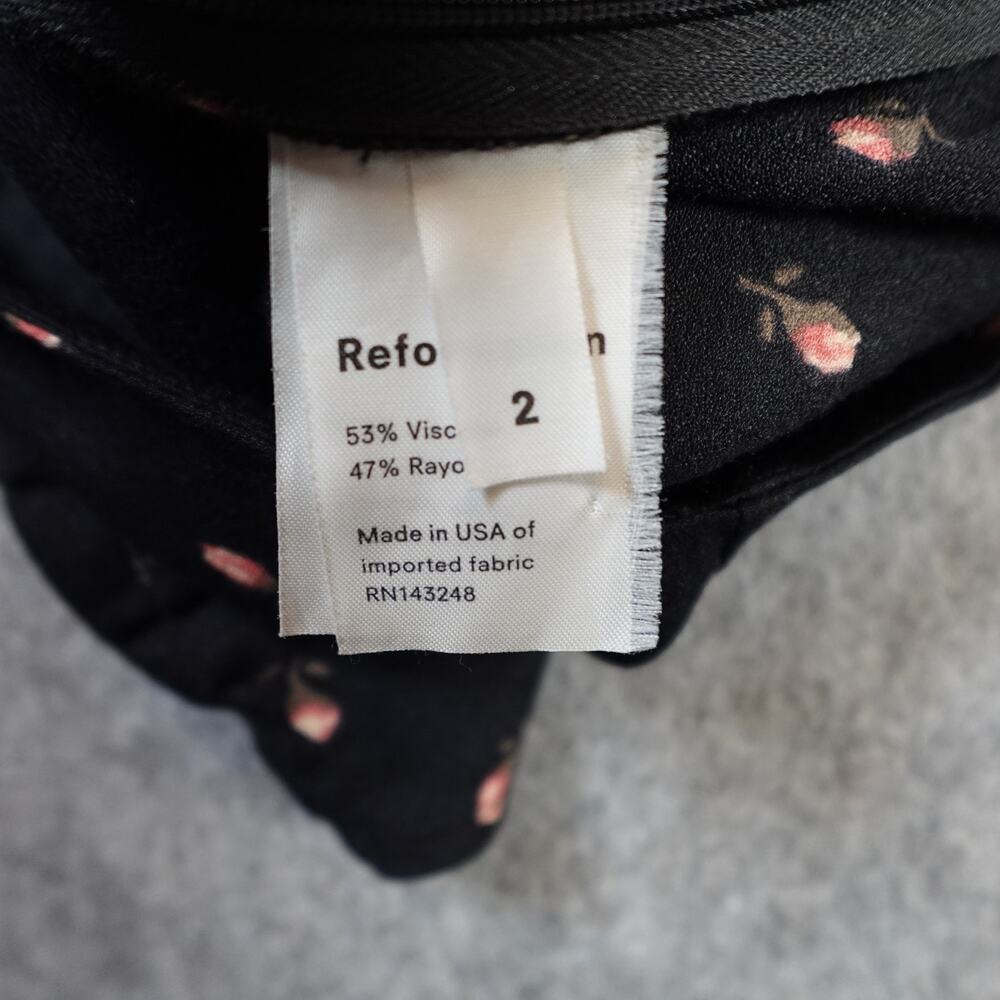 Reformation Top Womens 2 Elena Coco Black Rose Floral Ruffle Sweetheart Crepe - Picture 7 of 10